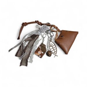 Luxury Labubu Brown Keychain Charms with Silver Accents